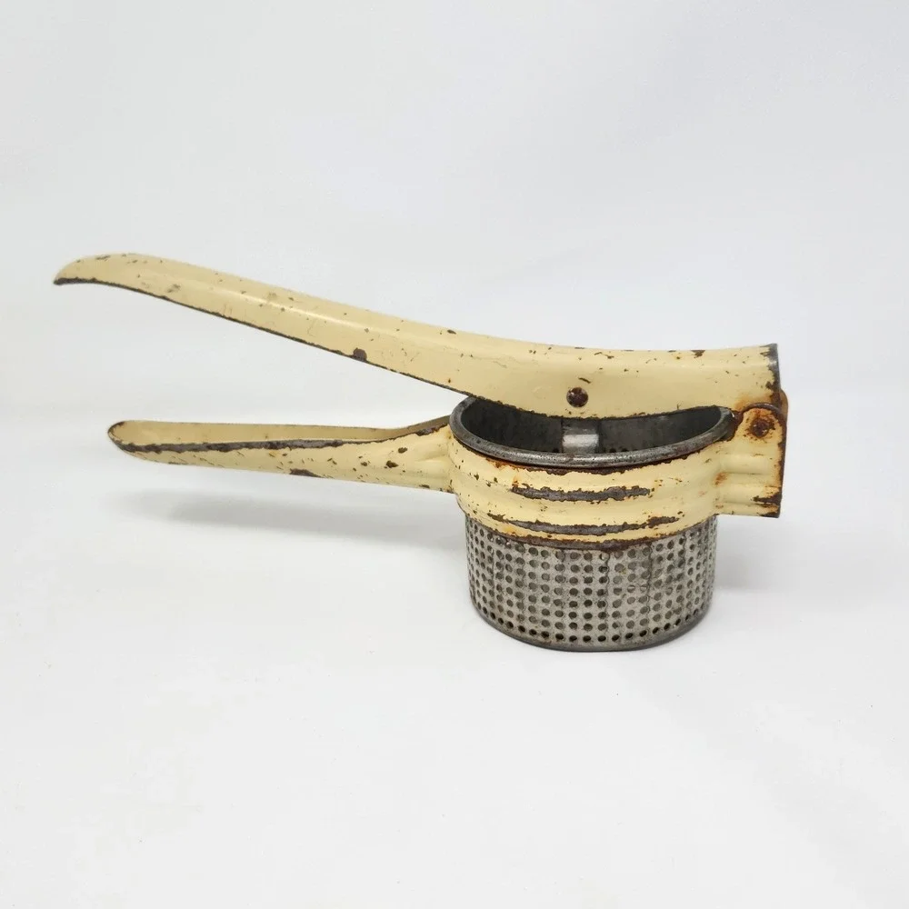 Vintage Enameled‎ Metal Potato Ricer, Kitchen Tool